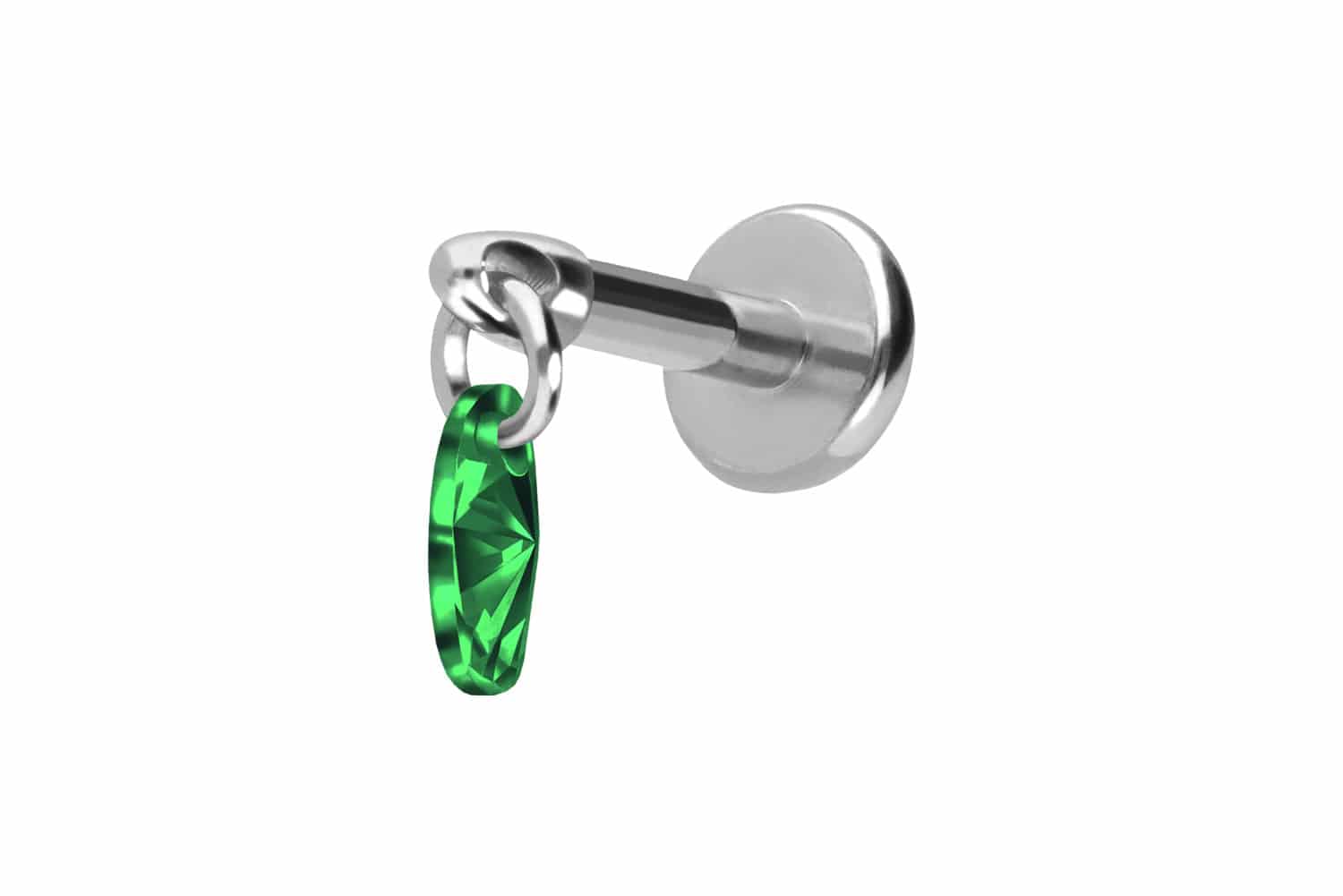 Titan Labret Piercing mit Push Fit KRISTALLOVAL